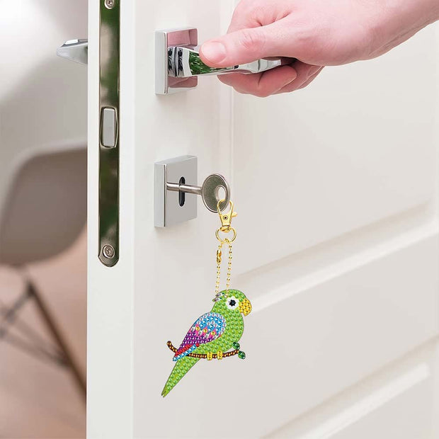 5D Diamond Painting Schlüsselanhänger Papageien 5 Stück Unique-Diamond