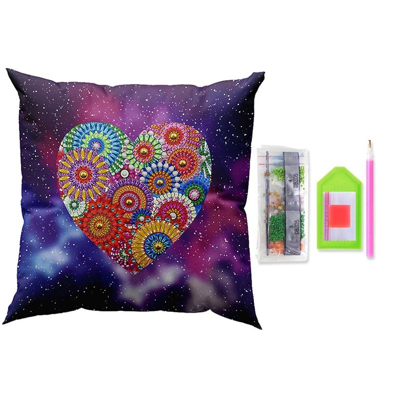 5D Diamond Painting Kissenbezug 30x30cm Mandala Herz - Unique-Diamond