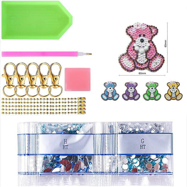 5D Diamond Painting Schlüsselanhänger Bären 5 Stück - Unique-Diamond