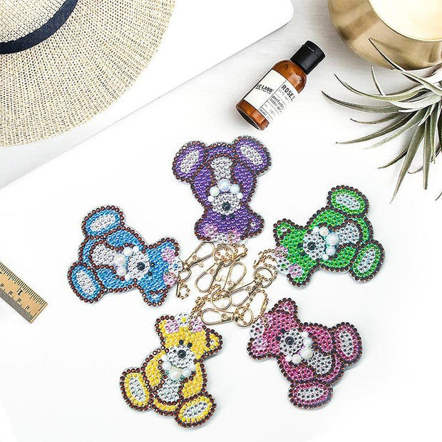 5D Diamond Painting Schlüsselanhänger Bären 5 Stück - Unique-Diamond