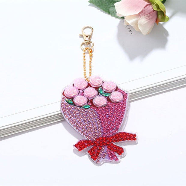 5D Diamond Painting Schlüsselanhänger Blumenstrauß - Unique-Diamond