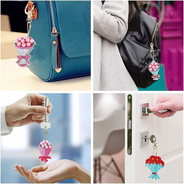 5D Diamond Painting Schlüsselanhänger Blumenstrauß - Unique-Diamond