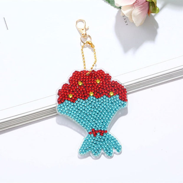 5D Diamond Painting Schlüsselanhänger Blumenstrauß - Unique-Diamond