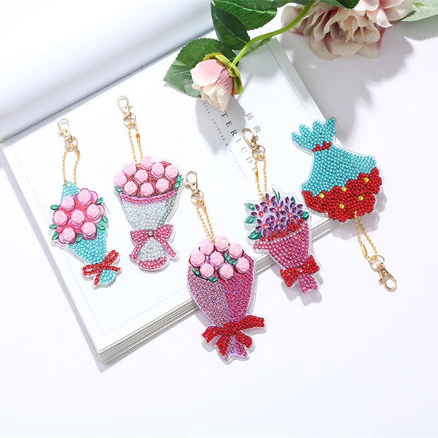 5D Diamond Painting Schlüsselanhänger Blumenstrauß - Unique-Diamond