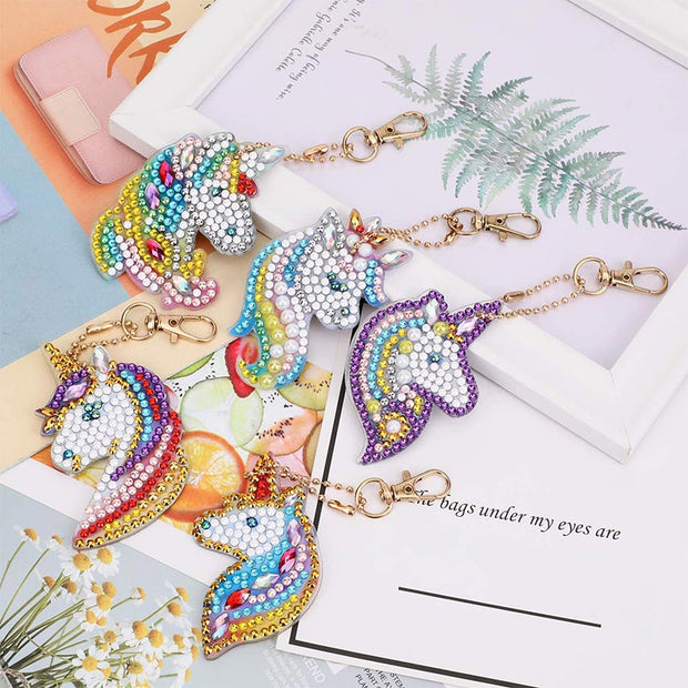 5D Diamond Painting Schlüsselanhänger Einhörner 5 Stück - Unique-Diamond