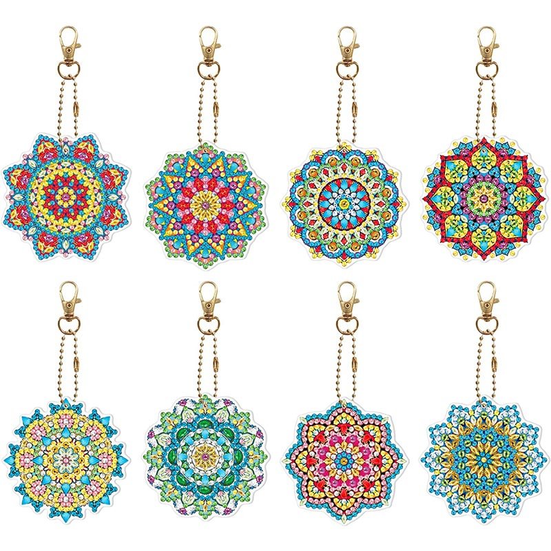 5D Diamond Painting Schlüsselanhänger Mandala 8 Stück - Unique-Diamond