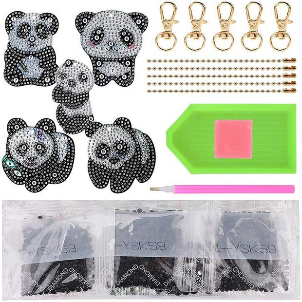 5D Diamond Painting Schlüsselanhänger Panda - Unique-Diamond