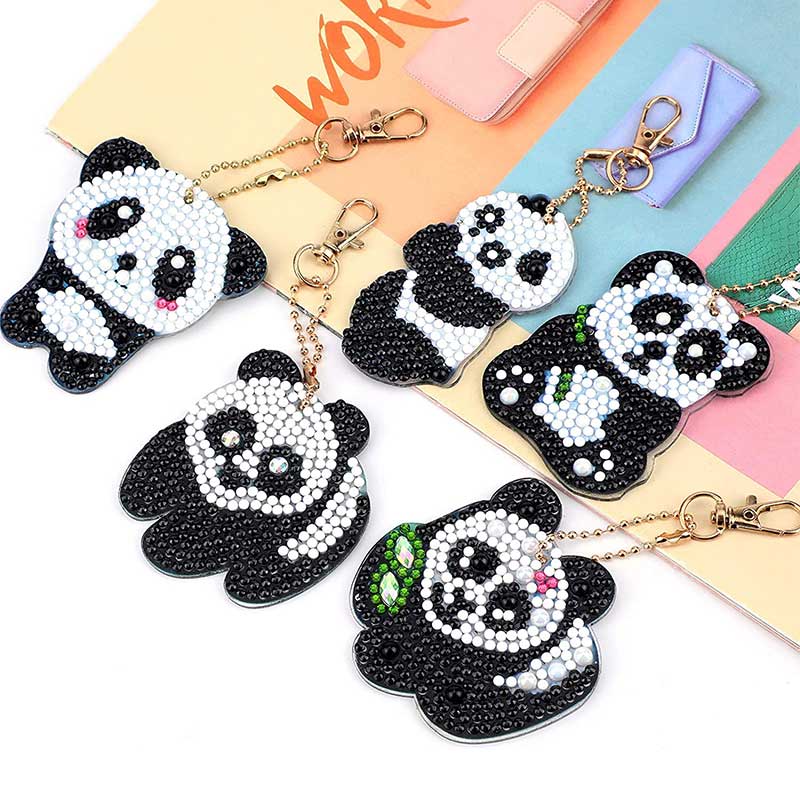 5D Diamond Painting Schlüsselanhänger Panda - Unique-Diamond