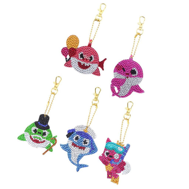 5D Diamond Painting Schlüsselanhänger Unterwassertiere 5 Stück - Unique-Diamond