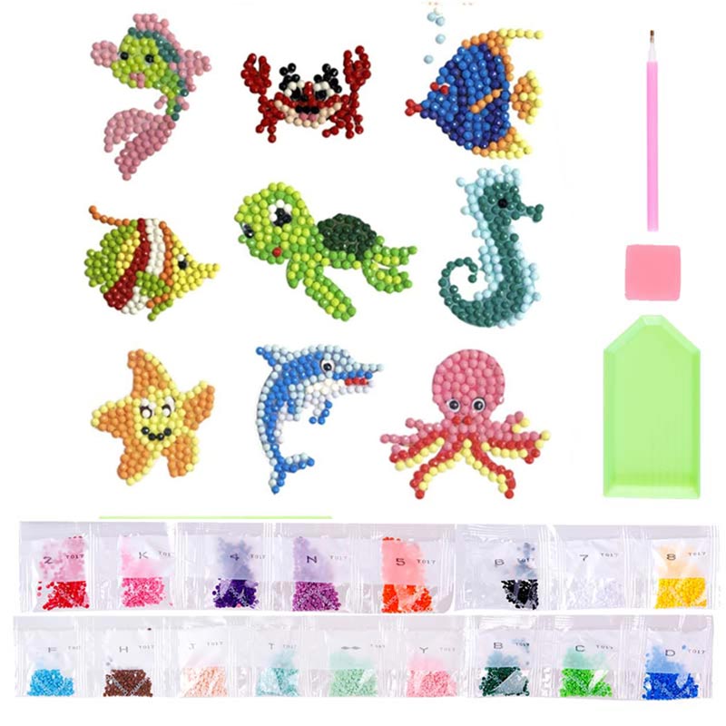 5D Diamond Painting Sticker Set Meerestiere für Kinder - Unique-Diamond