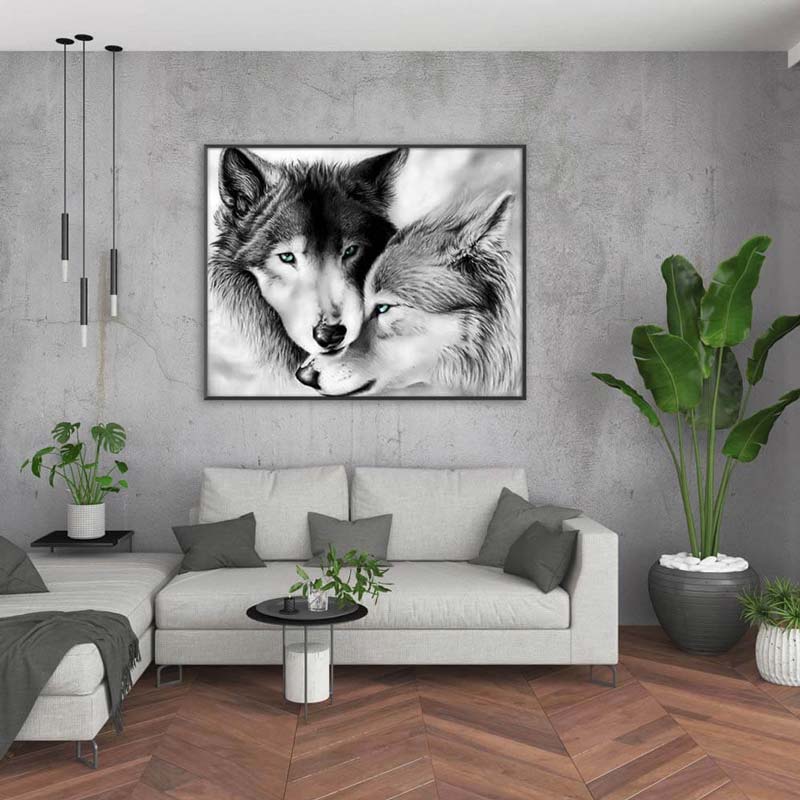 5D Diamond Painting Wolf und Wölfin - Unique-Diamond