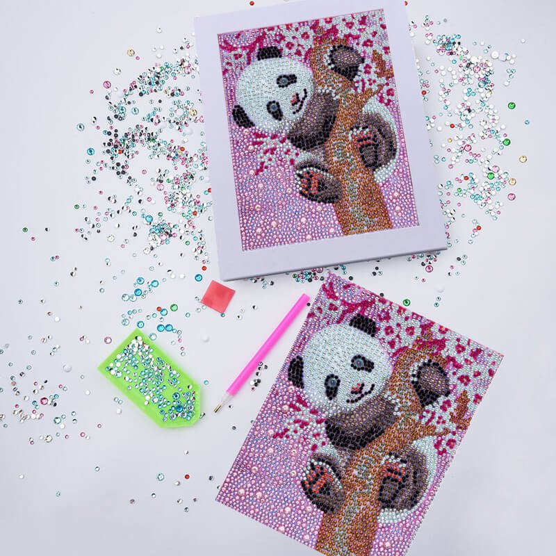 5D Diamond Painting Panda mit Strasssteinchen, Unique-Diamond
