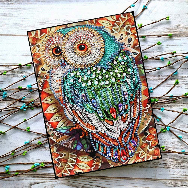Diamond Painting Notizbuch Eule, Unique-Diamond
