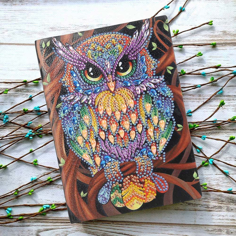 Diamond Painting Notizbuch Eule, Unique-Diamond