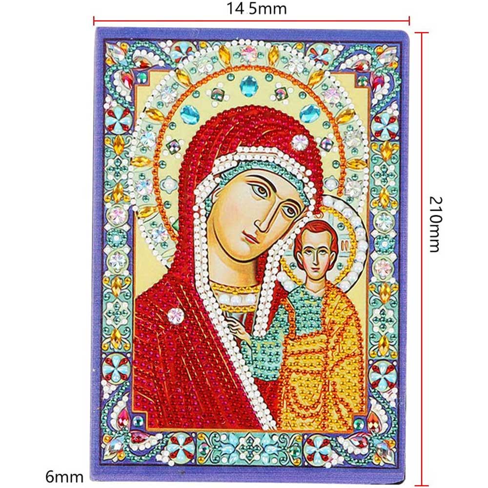 Diamond Painting Notizbuch Jungfrau Maria mit Jesus, Unique-Diamond