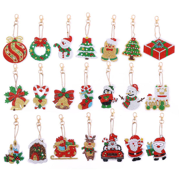 Diamond Painting Schlüsselanhänger Weihnachten 21 Stück
