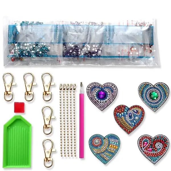 Diamond Painting Anhänger Herze 5st Set - Unique-Diamond