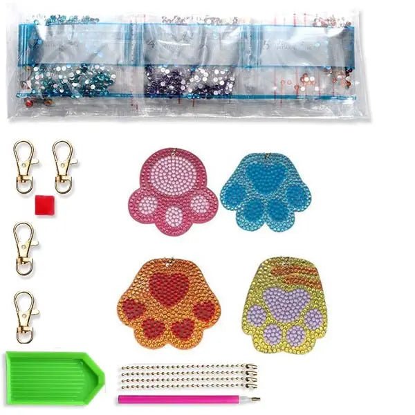 Diamond Painting Anhänger Hundepfoten 4st Set - Unique-Diamond