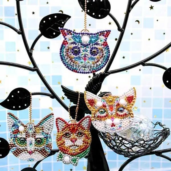 Diamond Painting Anhänger Katzen 4st Set - Unique-Diamond