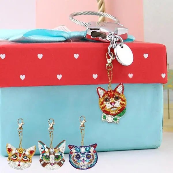 Diamond Painting Anhänger Katzen 4st Set - Unique-Diamond