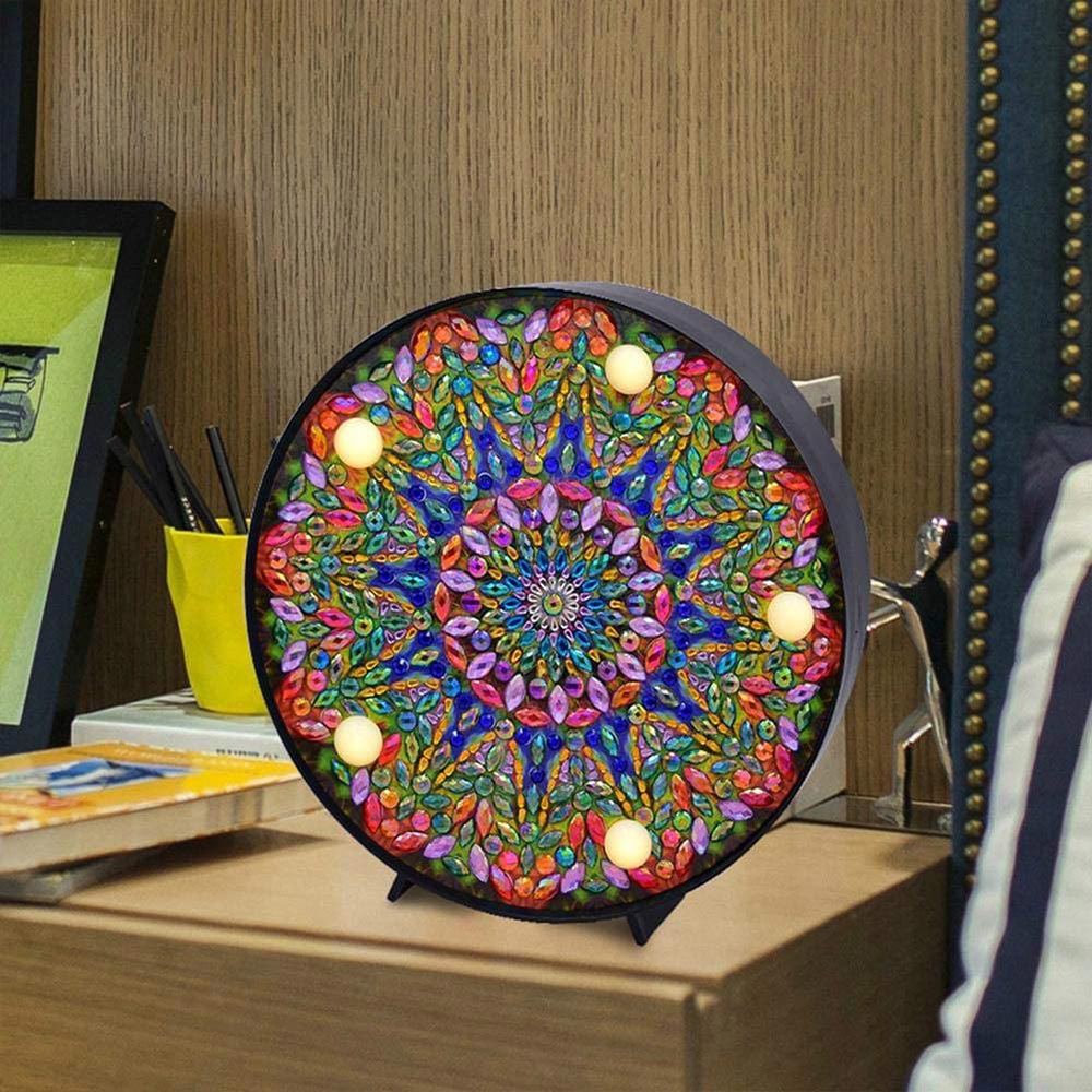 Diamond Painting LED Lampe Mandala Grün - Unique-Diamond