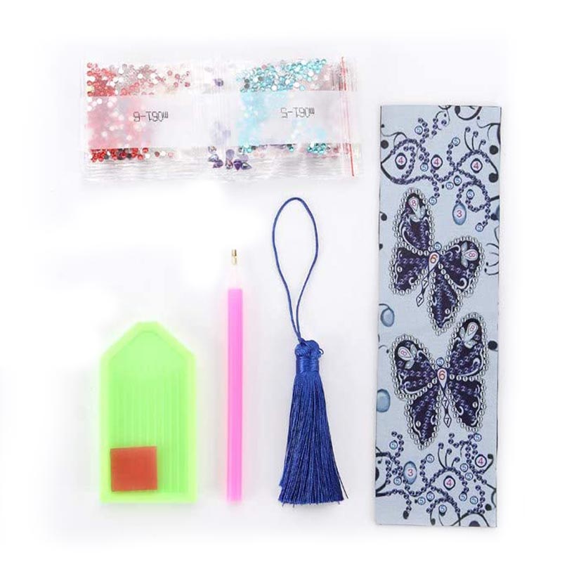 Diamond Painting Lesezeichen Blaue Schmetterlinge - Unique-Diamond