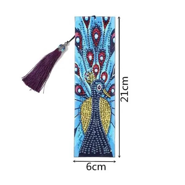 Diamond Painting Lesezeichen blauer Pfau - Unique-Diamond