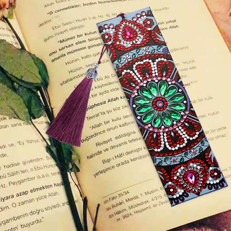 Diamond Painting Lesezeichen Blume mit Herz - Unique-Diamond