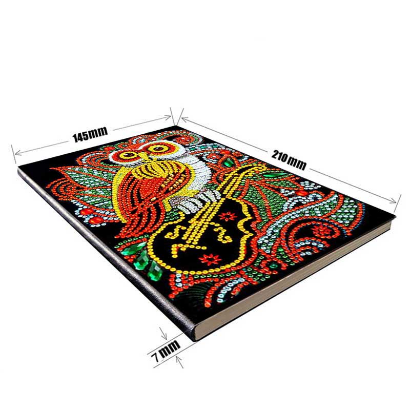 Diamond Painting Notizbuch Eule mit Violine - Unique-Diamond