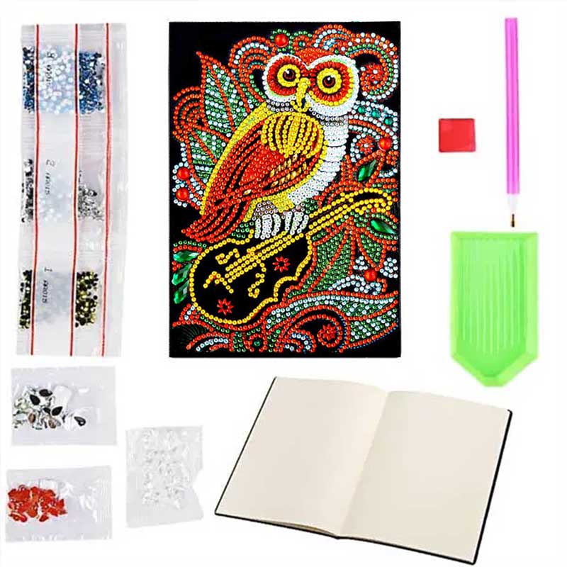 Diamond Painting Notizbuch Eule mit Violine - Unique-Diamond