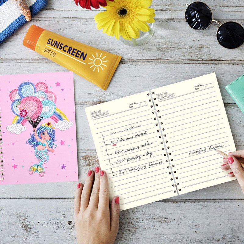 Diamond Painting Notizbuch Meerjungfrau mit Luftballons - Unique-Diamond