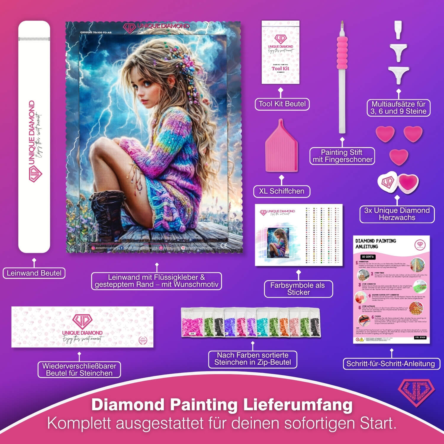 5D Diamond Painting – Lilienlicht am Abendmeer Unique-Diamond