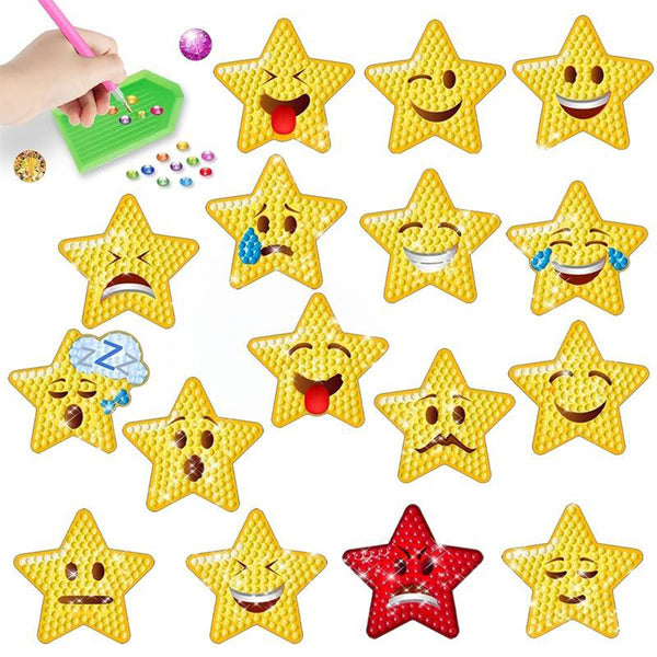 5D Diamond Painting 16 Sticker Emoji Sterne, Unique-Diamond