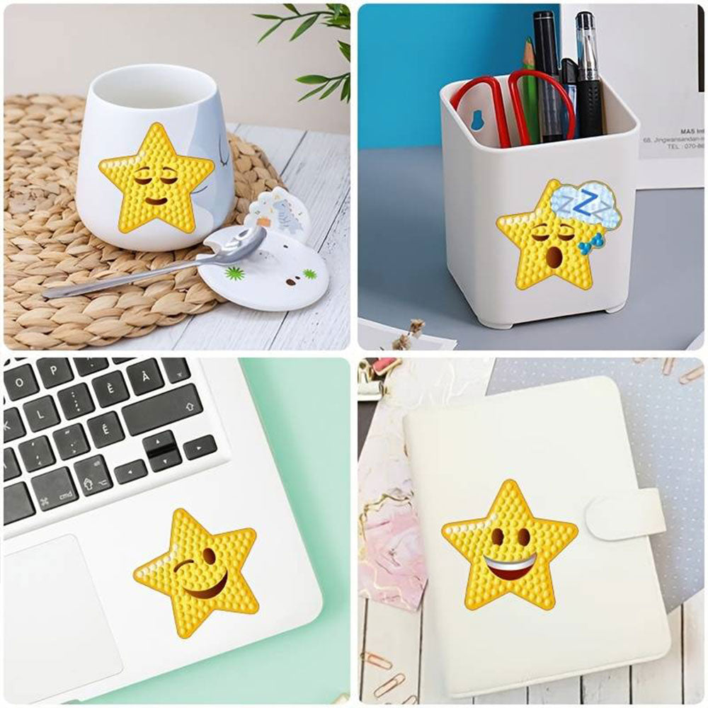 5D Diamond Painting 16 Sticker Emoji Sterne, Unique-Diamond