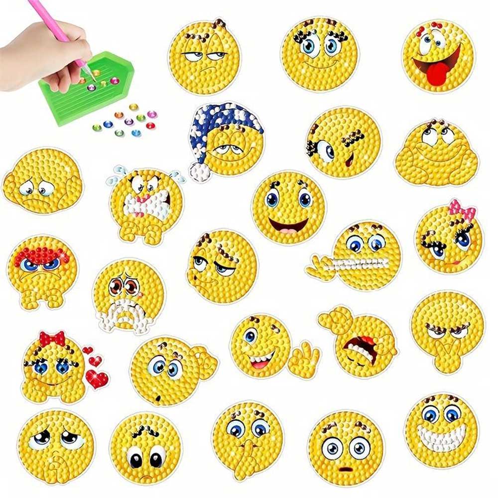 5D Diamond Painting 24 Sticker Emoji für Kinder