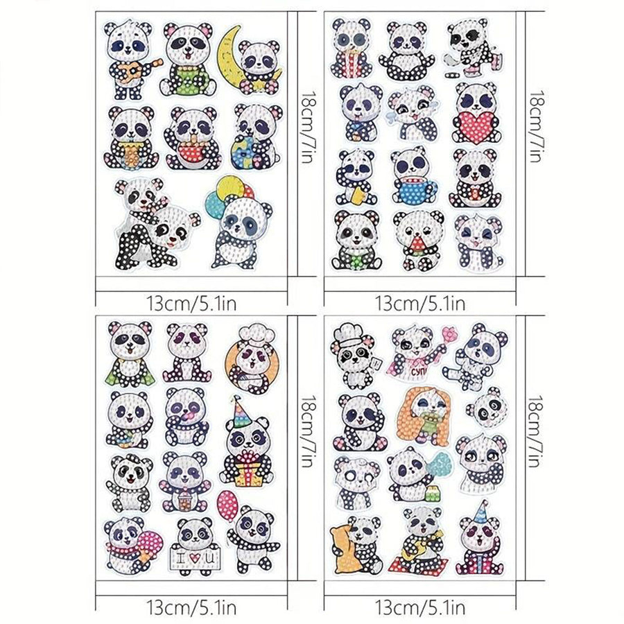 5D Diamond Painting 43 Sticker Set Panda, Unique-Diamond-