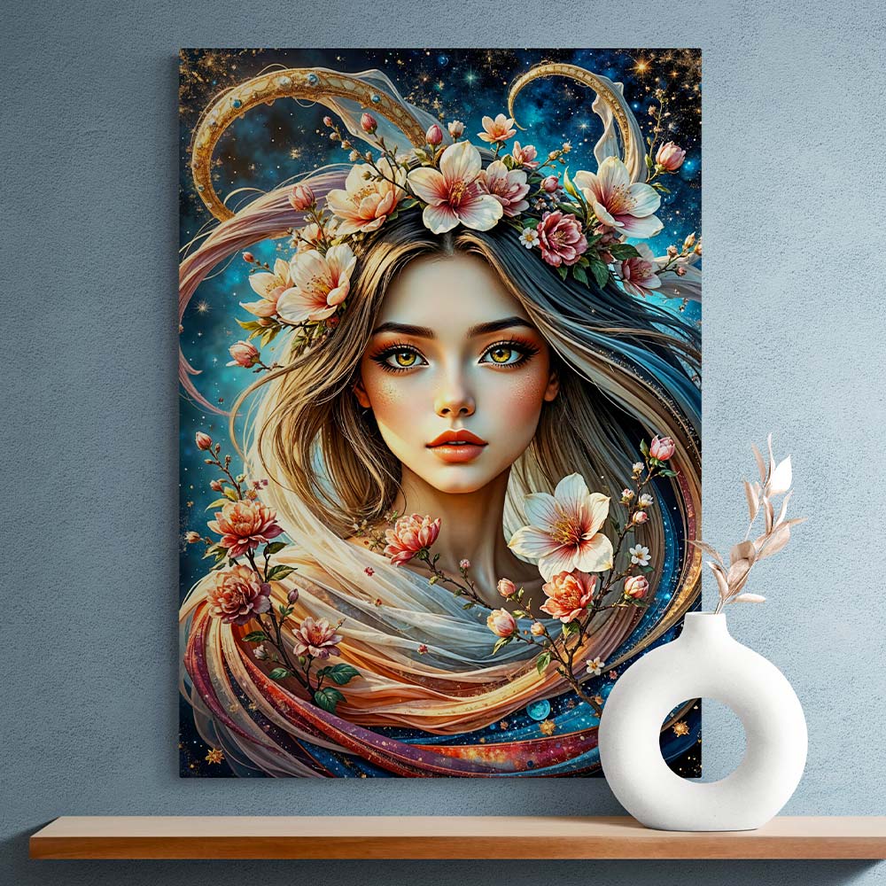 5D Diamond Painting AB Effekt – Celestia, Wächterin der Sterne, Unique-Diamond