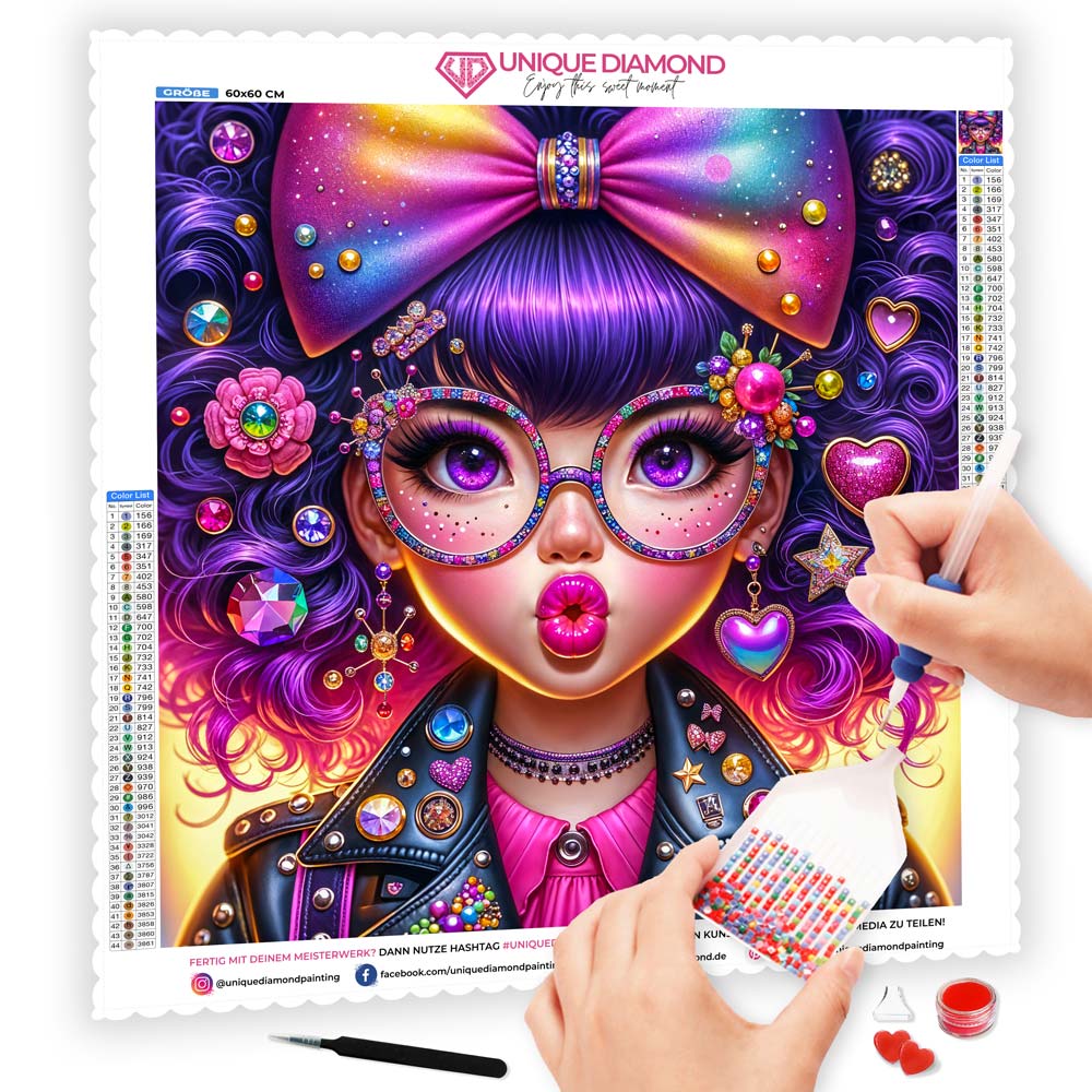 5D Diamond Painting AB-Effekt – Glitzer-Pop Diva, Unique-Diamond