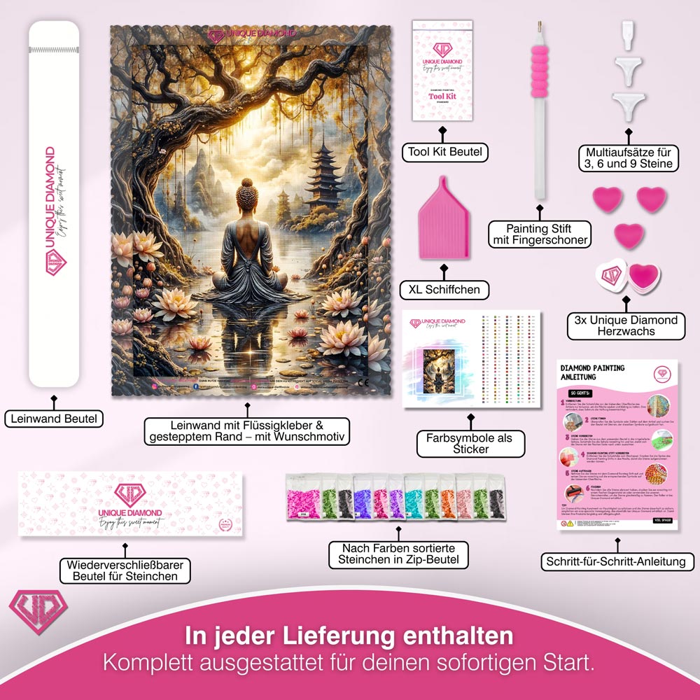 5D Diamond Painting – Lotus-Meditation Unique-Diamond