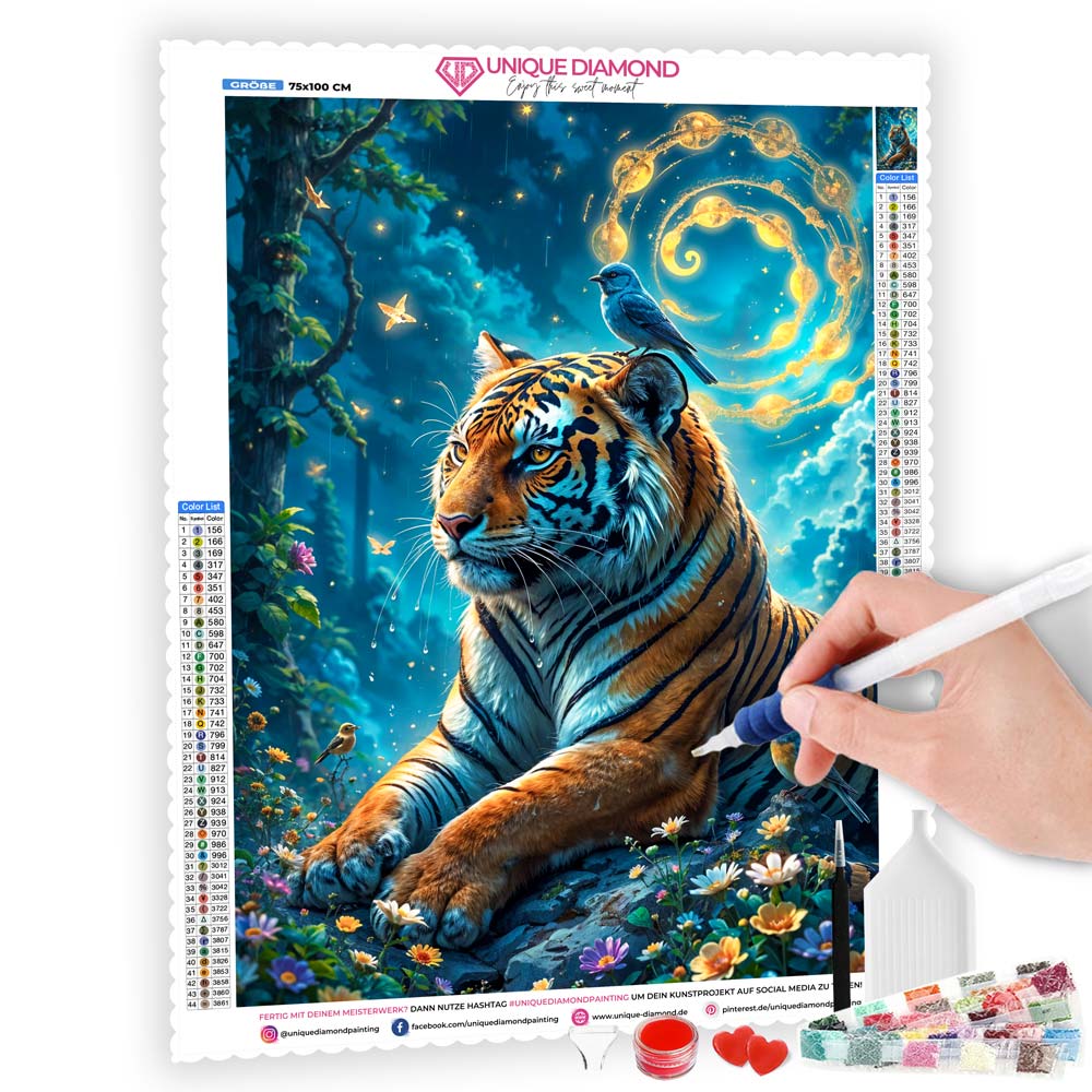 5D Diamond Painting AB Effekt – Magischer Tiger, Unique-Diamond