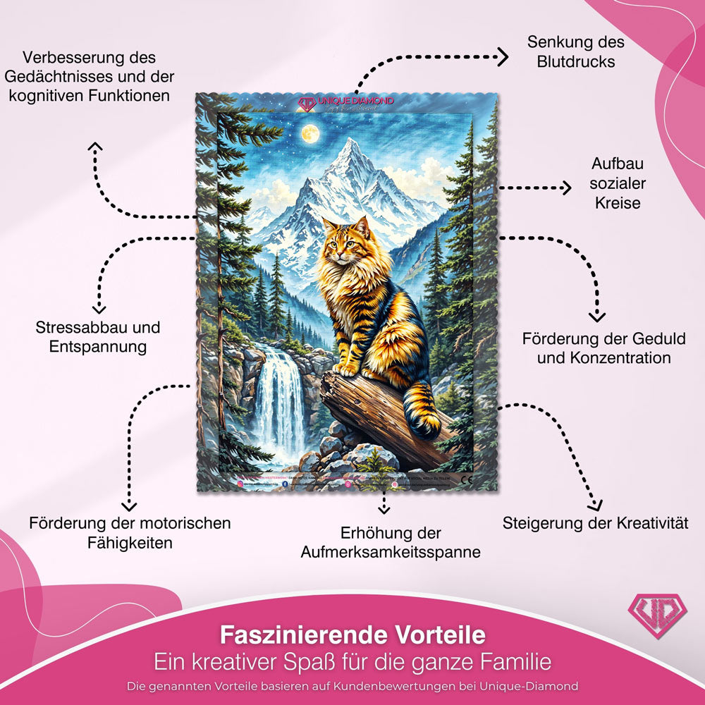 5D Diamond Painting – Majestätische Bergkatze Unique-Diamond