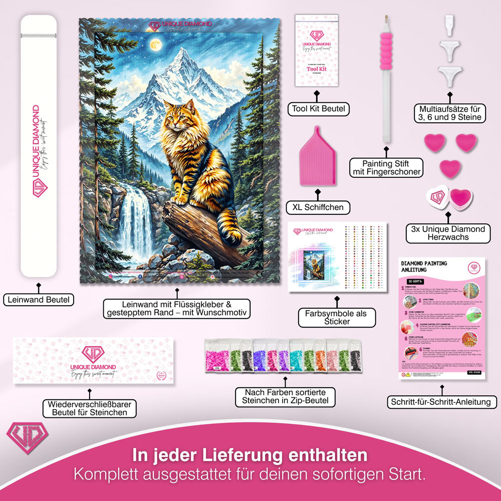 5D Diamond Painting – Majestätische Bergkatze Unique-Diamond