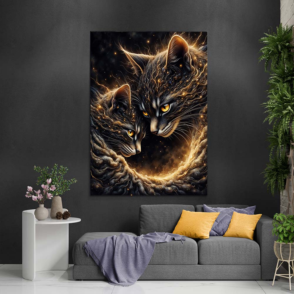 5D Diamond Painting AB-Effekt – Mystische Katzenharmonie, Unique-Diamond