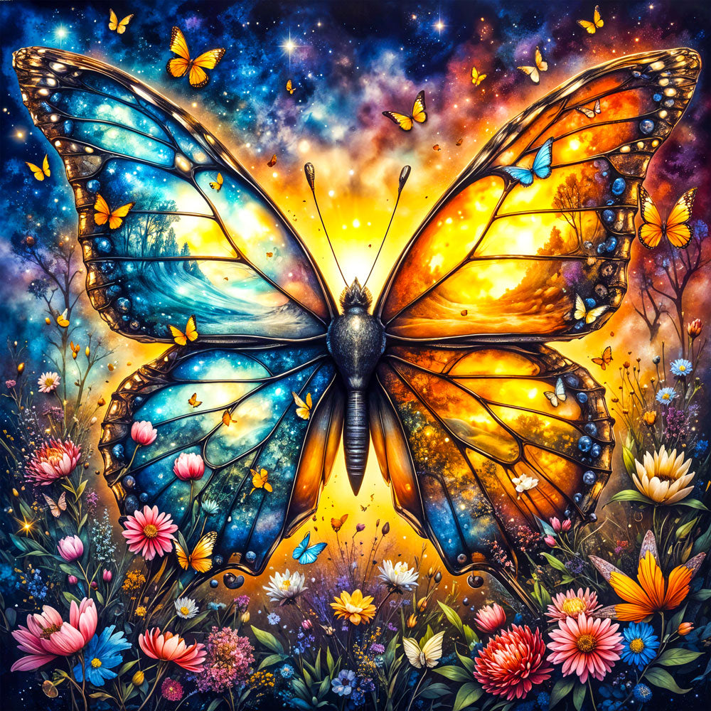 5D Diamond Painting AB-Effekt – Schmetterling der Elemente, Unique-Diamond