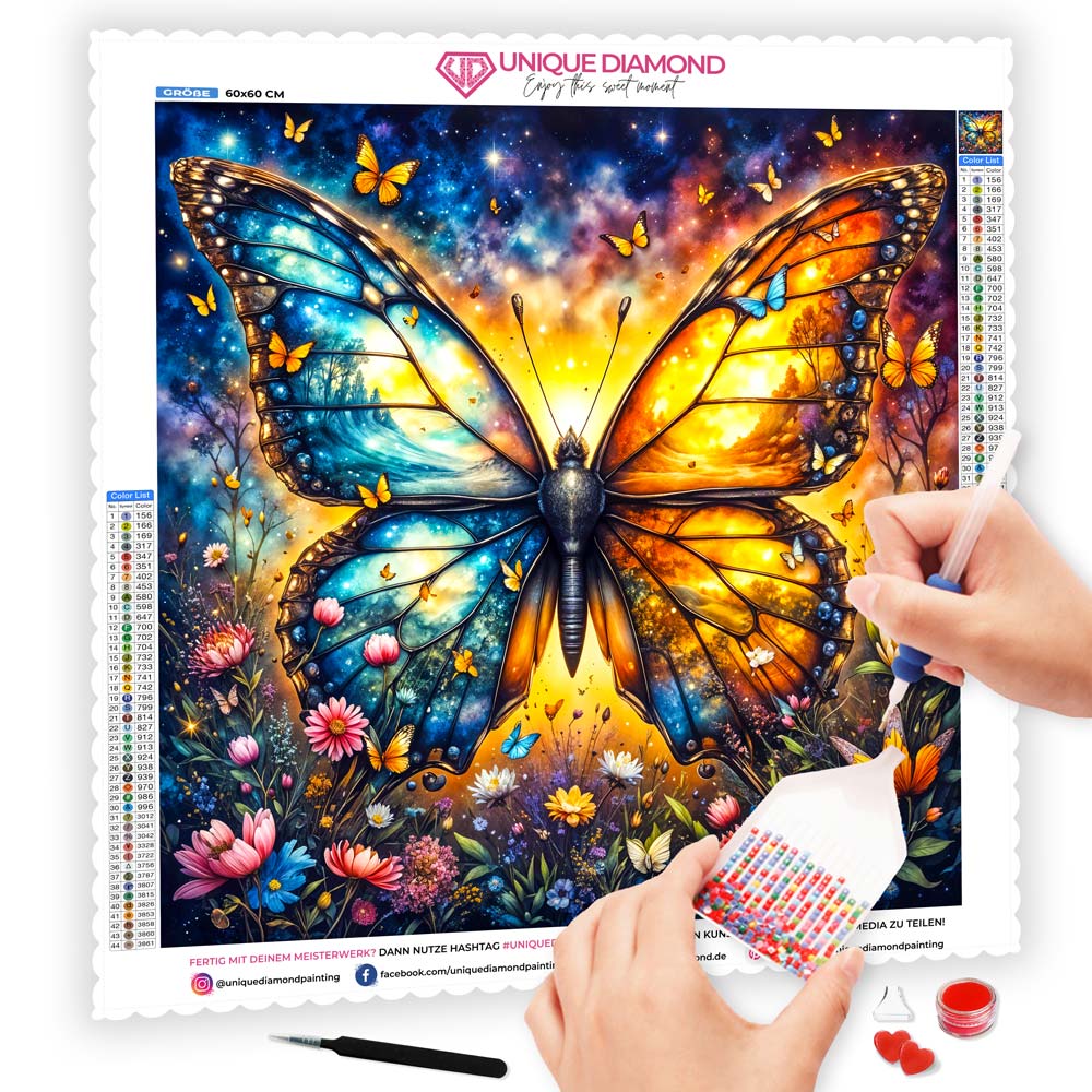 5D Diamond Painting AB-Effekt – Schmetterling der Elemente, Unique-Diamond