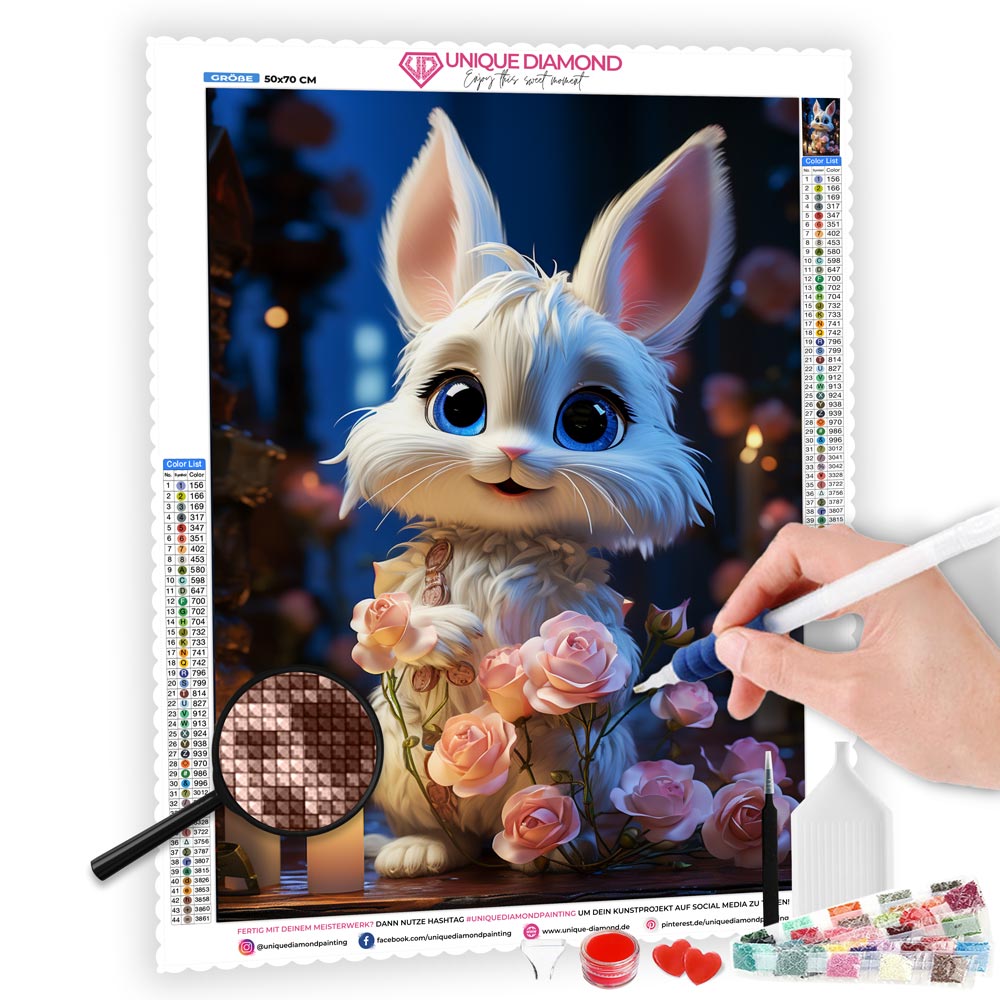 5D Diamond Painting AB Steine Little Sweet Bunny, Unique-Diamond