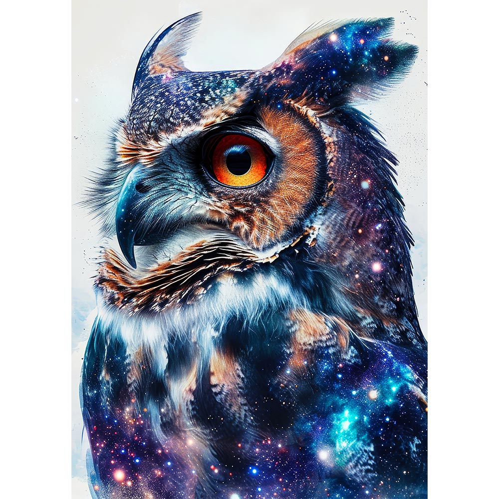 5D Diamond Painting AB Steine Starry Sky Owl, Unique-Diamond