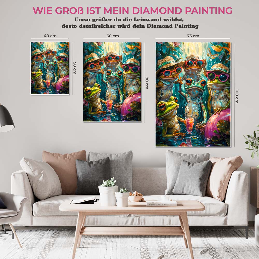 5D Diamond Painting AB Steine - Fröhliche Froschbande, Unique-Diamond