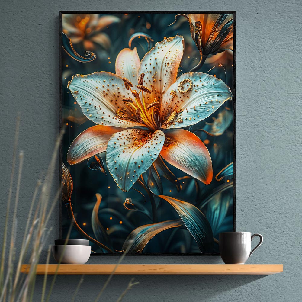  5D Diamond Painting AB Steine - Verzauberte Glitzerblume mit 100 Farben, Unique-Diamond