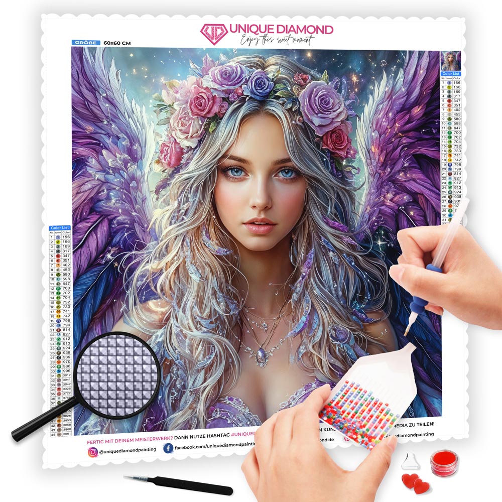 5D Diamond Painting AB Steine - Himmelsengel mit 100 Farben, Unique-Diamond